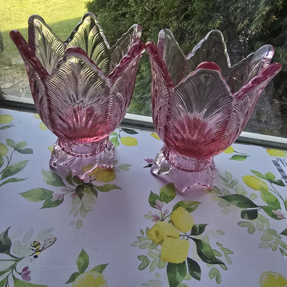 Fenton Glass Tulip Candle Holders